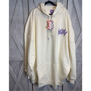 Women's Yitty Ivory Oversized Hoodie 0X with Purple Logo
